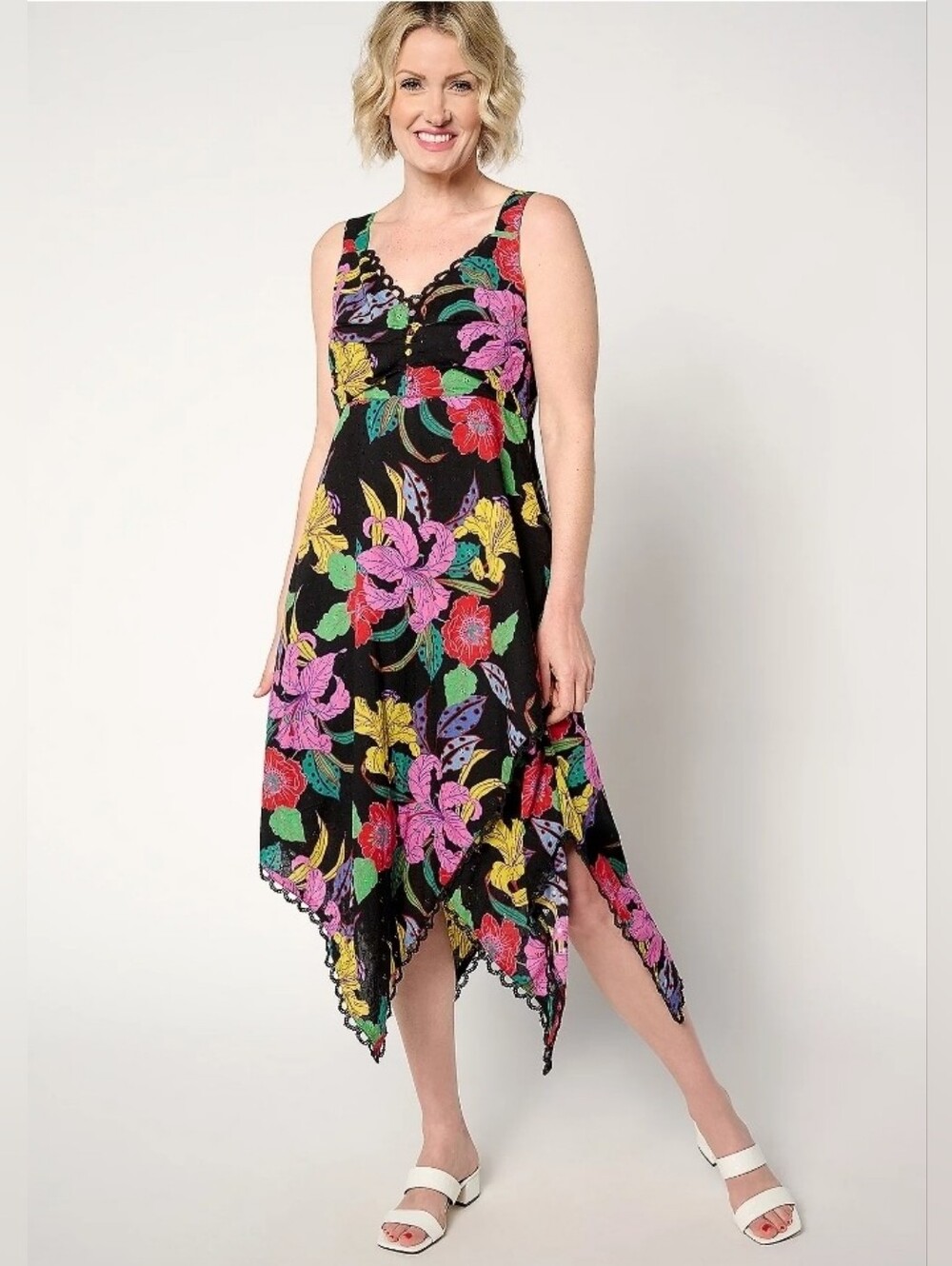 Susan Graver Asymmetrical Handkerchief Dress